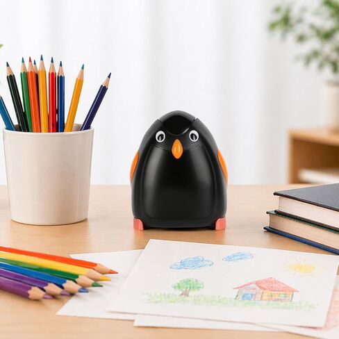 مبراة قلم رصاص تعمل بالبطارية من Penguin، لاسلكية، محمولة، قرطاسية مكتبية مستوحاة من الحيوانات للمكتب والاستوديو المنزلي in Kuwait