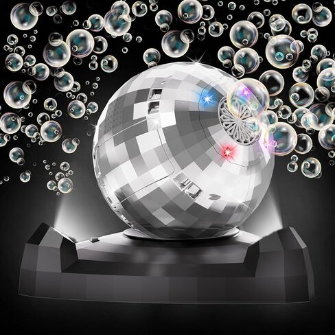 Bubble Machine for Kids & Toddlers 1-3, Automatic Disco Bubble Blower Maker with Bubble Toys, LED Lights & 360° Rotation, 10000+ Bubbles Per Min, Outdoor Game Toy for Easter Birthday Party in Saudi Arabia