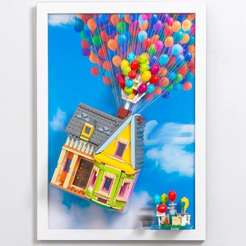 Display Wallboard Compatible with Lego 43217 "Up House - Movie-Themed Wall Mount with Cloud & Balloon Backdrop | Acrylic Stands Included | Space-Saving Display for House Collectors in Saudi Arabia