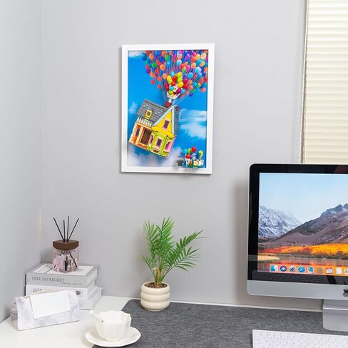 Display Wallboard Compatible with Lego 43217 "Up House - Movie-Themed Wall Mount with Cloud & Balloon Backdrop | Acrylic Stands Included | Space-Saving Display for House Collectors in Saudi Arabia