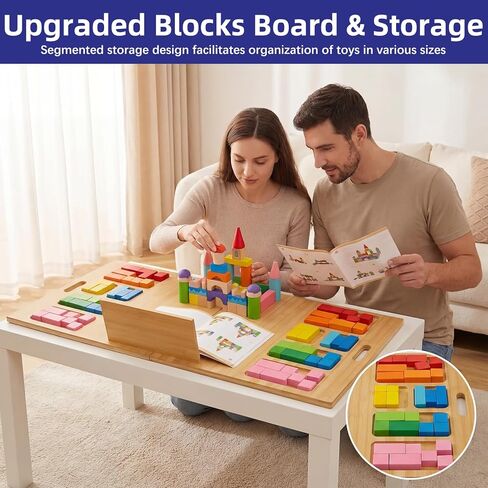Building Baseplate Table with Storage Trays, Multi-Functional Sensory Play Table Compatible with LEGO Bricks, Large Activity Tray Board for Adults & Seniors in Saudi Arabia