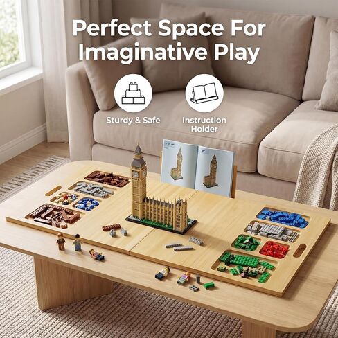 Building Baseplate Table with Storage Trays, Multi-Functional Sensory Play Table Compatible with LEGO Bricks, Large Activity Tray Board for Adults & Seniors in Saudi Arabia