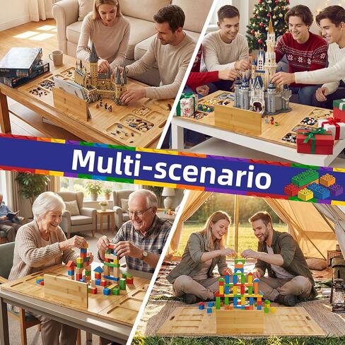 Building Baseplate Table with Storage Trays, Multi-Functional Sensory Play Table Compatible with LEGO Bricks, Large Activity Tray Board for Adults & Seniors in Saudi Arabia