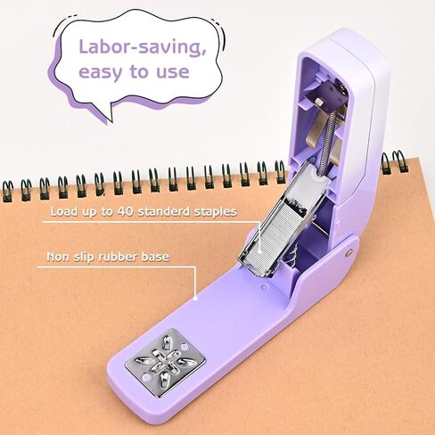 Swing-Arm Swivel Stapler, 360 Degree Rotate Desk Stapler with 1000 Staples, 20 Sheets Capacity, Jam Free, Booklet Staplers for School Office Home Supplies (Purple) in Saudi Arabia
