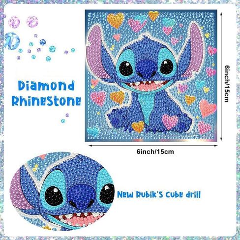 LWZAYS 4 Pack 5D Cartoon Diamond Painting Kits for Kids Beginners, Diamond Art Kit for Kids Ages 8-12, Mosaic DIY Full Round Drill Big Gem Art for Kid, Home Wall Decoration 6X6 inch (with Gift Box) in Saudi Arabia