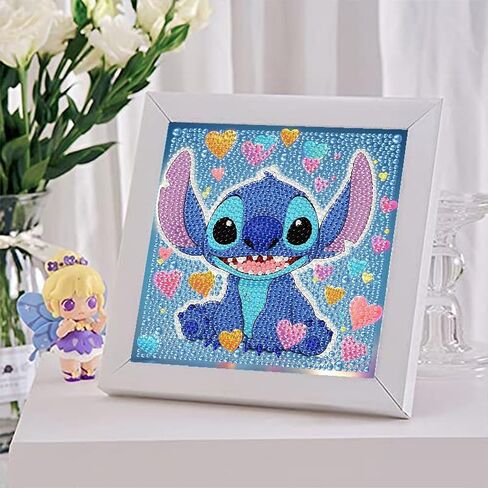 LWZAYS 4 Pack 5D Cartoon Diamond Painting Kits for Kids Beginners, Diamond Art Kit for Kids Ages 8-12, Mosaic DIY Full Round Drill Big Gem Art for Kid, Home Wall Decoration 6X6 inch (with Gift Box) in Saudi Arabia