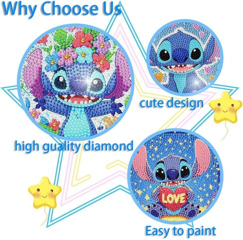LWZAYS 4 Pack 5D Cartoon Diamond Painting Kits for Kids Beginners, Diamond Art Kit for Kids Ages 8-12, Mosaic DIY Full Round Drill Big Gem Art for Kid, Home Wall Decoration 6X6 inch (with Gift Box) in Saudi Arabia