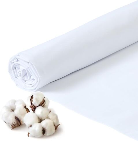 Q&J Fabric Co. 100% Cotton Fabric by The Yard 60'' Wide x 2 Yards, Natural Muslin Fabric Nearly Medium Weight Material for DIY Sewing Apparel Cloth, Quilting, Soft Embroidery Cloth, Garments (White) in Saudi Arabia