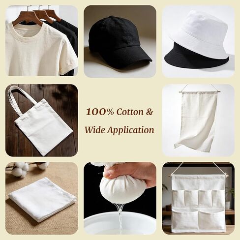 Q&J Fabric Co. 100% Cotton Fabric by The Yard 60'' Wide x 2 Yards, Natural Muslin Fabric Nearly Medium Weight Material for DIY Sewing Apparel Cloth, Quilting, Soft Embroidery Cloth, Garments (White) in Saudi Arabia