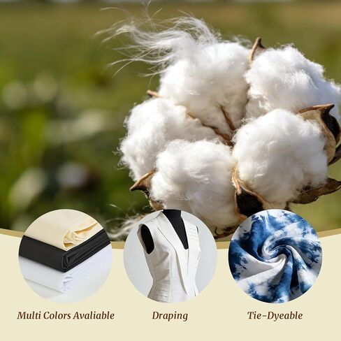 Q&J Fabric Co. 100% Cotton Fabric by The Yard 60'' Wide x 2 Yards, Natural Muslin Fabric Nearly Medium Weight Material for DIY Sewing Apparel Cloth, Quilting, Soft Embroidery Cloth, Garments (White) in Saudi Arabia