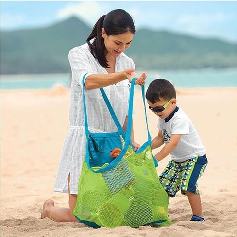 Large Mesh Beach Bags Tote Bag Sand Foldable Sea Shell Bag,Toy Storage Bag,Beach Bags for Kids Girls Boys Family Travel, Grocery in Saudi Arabia