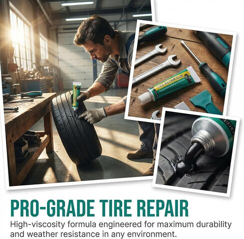 Tire Repair Glue | High Viscosity Wear-Resistant Rubber Cement for Sidewall Patches | Emergency Tire Repair Rubber Nail kit for Cars, Motorcycles | Black, High & Low Temperature Resistant 2 PCS in Saudi Arabia