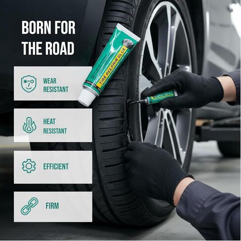 Tire Repair Glue | High Viscosity Wear-Resistant Rubber Cement for Sidewall Patches | Emergency Tire Repair Rubber Nail kit for Cars, Motorcycles | Black, High & Low Temperature Resistant 2 PCS in Saudi Arabia