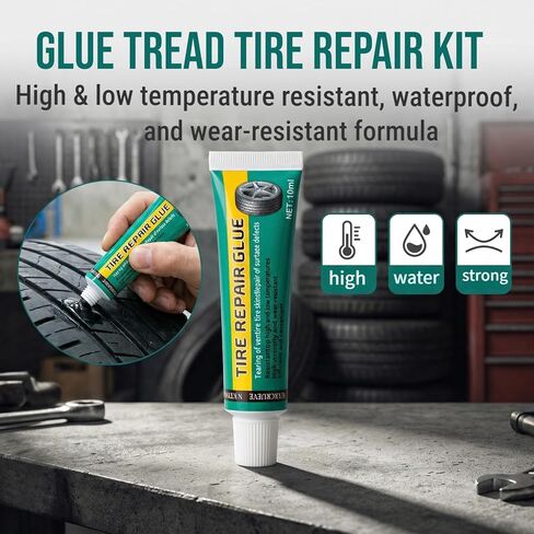 Tire Repair Glue | High Viscosity Wear-Resistant Rubber Cement for Sidewall Patches | Emergency Tire Repair Rubber Nail kit for Cars, Motorcycles | Black, High & Low Temperature Resistant 2 PCS in Saudi Arabia