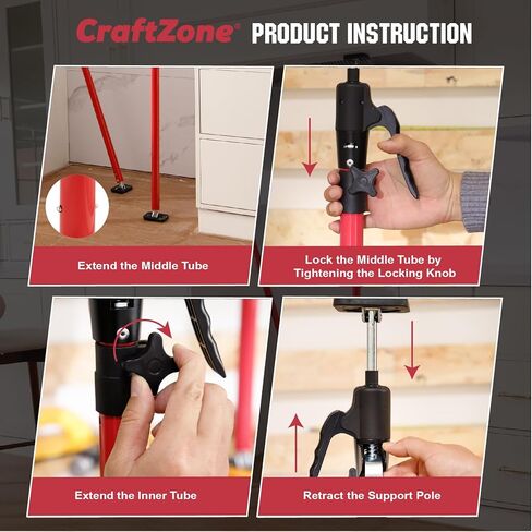 Cabinet Jacks for Installing Cabinets Heavy Duty Support Pole Drywall Lift Premium Dust Barrier Poles Telescopic Adjustable 2-Pack in Saudi Arabia