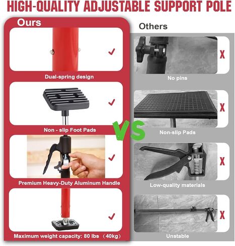 Cabinet Jacks for Installing Cabinets Heavy Duty Support Pole Drywall Lift Premium Dust Barrier Poles Telescopic Adjustable 2-Pack in Saudi Arabia