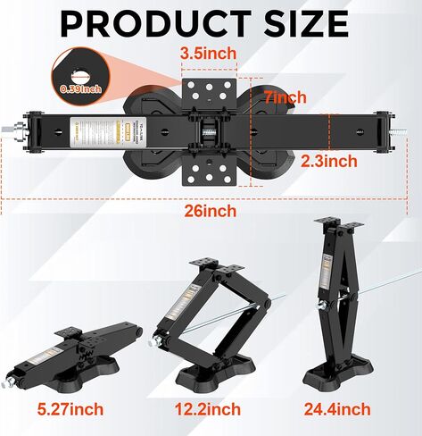 YOMILINK 9000lbs RV Scissor Jacks with Pads, Stabilizer Leveling Heavy Duty Jacks, 24" for Travel Trailer Camper, Set of 2 in Saudi Arabia