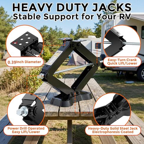 YOMILINK 9000lbs RV Scissor Jacks with Pads, Stabilizer Leveling Heavy Duty Jacks, 24" for Travel Trailer Camper, Set of 2 in Saudi Arabia