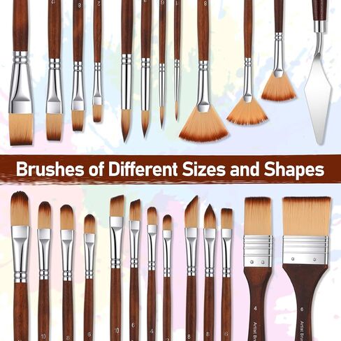 25pcs Paint Brush Set, Acrylic Paint Brushes, Professional Paintbrushes with Paints Spatula and Cloth Roll, Oil Paints Brushes for Acrylic Painting, Watercolor, Oil, Gouache(Wood) in Saudi Arabia