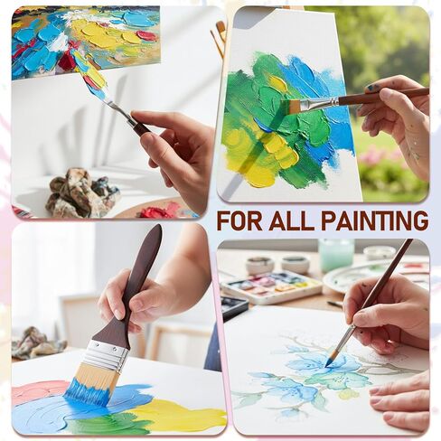 25pcs Paint Brush Set, Acrylic Paint Brushes, Professional Paintbrushes with Paints Spatula and Cloth Roll, Oil Paints Brushes for Acrylic Painting, Watercolor, Oil, Gouache(Wood) in Saudi Arabia