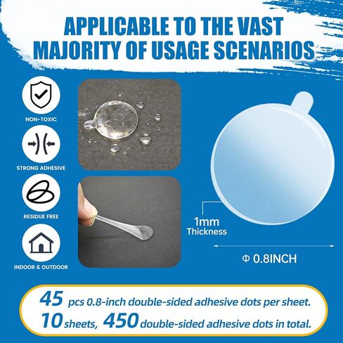 450Pcs Double Sided Adhesive Dots, 0.8"(20mm) Clear No Trace Sticky Tac, Waterproof Putty for Balloon Tassels, Posters, Picture Hanging & Decor in Saudi Arabia