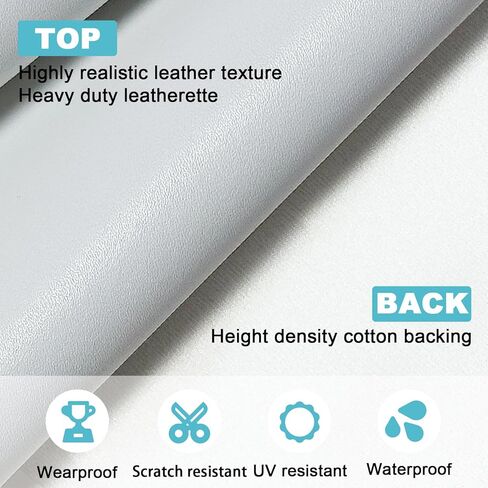 White Smooth Faux Leather Fabric 19"x54" - Waterproof Solid Color Vinyl for Upholstery Restoration, Handbag Making & DIY Craft Projects in Saudi Arabia