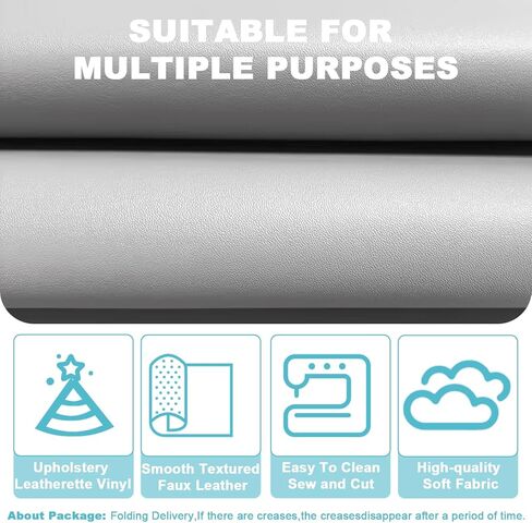White Smooth Faux Leather Fabric 19"x54" - Waterproof Solid Color Vinyl for Upholstery Restoration, Handbag Making & DIY Craft Projects in Saudi Arabia