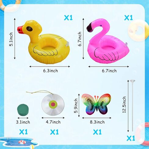 2 Pack Floating Reflective Pinwheels for Pool, Bird Reflectors Spinning Bird Scarer, Keep Ducks, Pigeons & Herons Away No Noise Pool Wind Spinner for Outdoor Swinmming Pool & Garden Decoration in Saudi Arabia