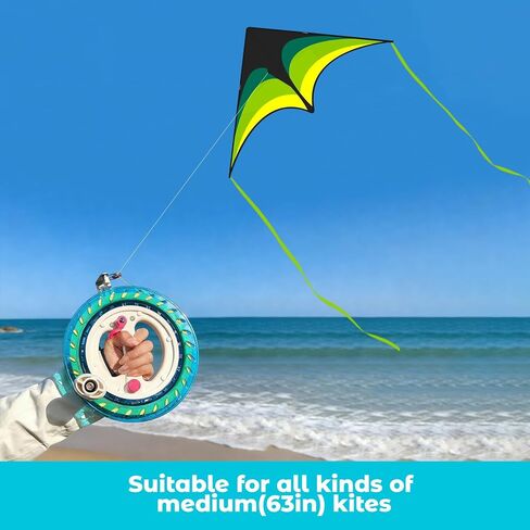 Mint's Colorful Life Kite String Reel Winder for Adults, 9 inches Dia with 1640ft Line, Kites Reel with Brake, Anti-Rotation Knob Equipped, Kite String Spool for Women and Men (Black) in Kuwait