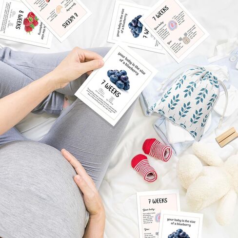 Maternity Gifts for Expectant Mom, 36 Pcs Pregnancy Milestone Cards with Wooden Display Stand and Linen Bag, Pregnancy Prayer Must Haves Trimester Essentials for Expecting Parents in Saudi Arabia