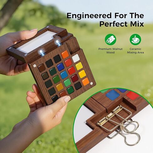 24-Color Watercolor Paint Set, All-in-One Travel Water Color Kit with Wood Palette, Sketchbook & Bag, Non-Toxic Portable Painting Set for Adults, Beginners, Artists & Outdoor Urban Sketching in Saudi Arabia