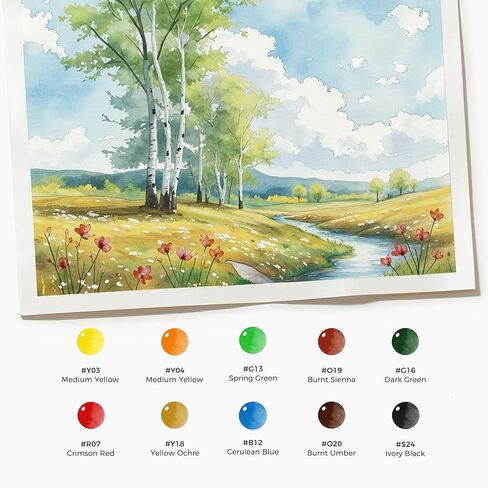 24-Color Watercolor Paint Set, All-in-One Travel Water Color Kit with Wood Palette, Sketchbook & Bag, Non-Toxic Portable Painting Set for Adults, Beginners, Artists & Outdoor Urban Sketching in Saudi Arabia