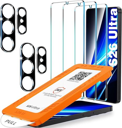 Letosan [3+2 Pack] لواقي شاشة Samsung Galaxy S24 Plus، زجاج مقسى 9H، مجموعة محاذاة تلقائية، دعم بصمات الأصابع Plussonic، حافظة صديقة لواقي شاشة زجاجي Samsung S24 Plus 5G in Kuwait
