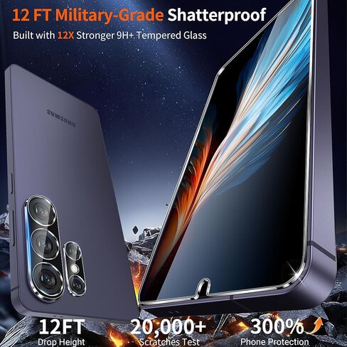 Letosan [3+2 Pack] لواقي شاشة Samsung Galaxy S24 Plus، زجاج مقسى 9H، مجموعة محاذاة تلقائية، دعم بصمات الأصابع Plussonic، حافظة صديقة لواقي شاشة زجاجي Samsung S24 Plus 5G in Kuwait