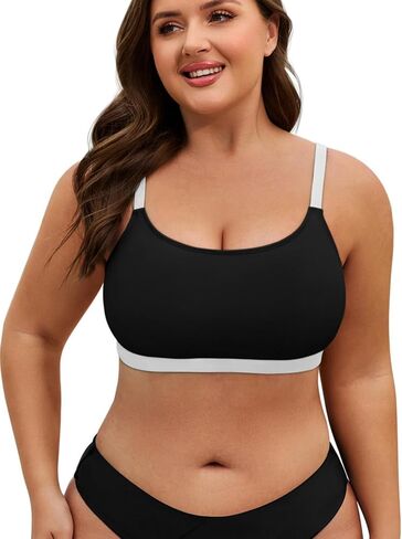 American Trends Plus Size Bikini Top for Women Large Bust Swim Tops Sports Swim Bra with Strong Support in Saudi Arabia