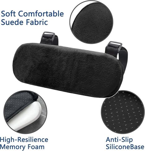 Office Chair Armrest Covers – Memory Foam Armrest Pads Ergonomic Forearm Support Pillow with Non-Slip Cushion for Office Chairs Gaming Chairs Wheelchairs (Black, Set of 2) in Saudi Arabia