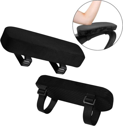 Office Chair Armrest Covers – Memory Foam Armrest Pads Ergonomic Forearm Support Pillow with Non-Slip Cushion for Office Chairs Gaming Chairs Wheelchairs (Black, Set of 2) in Saudi Arabia