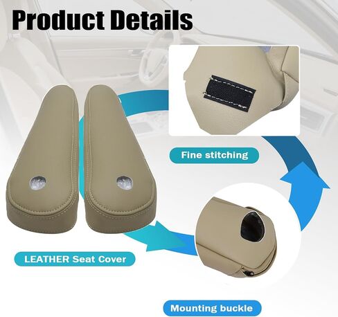 Mythoria 2ND Row Seat Armrest Leather Cover Tan Fit for Cadillac Escalade 2009 2010 2011 2012 2013 2014 in Saudi Arabia