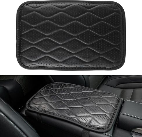Amiss Car Center Console Pad, Universal Waterproof Car Armrest Seat Box Cover, PU Leather Auto Armrest Cover Protector，Vehicle Interior Accessories fits SUV/Truck/Car (Black-Red) in Saudi Arabia