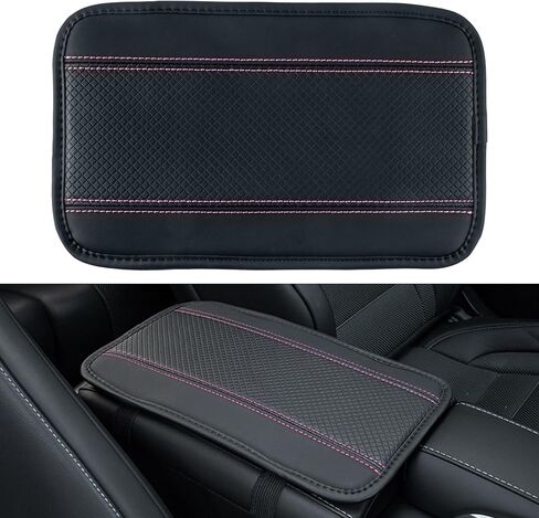 Amiss Car Center Console Pad, Universal Waterproof Car Armrest Seat Box Cover, PU Leather Auto Armrest Cover Protector，Vehicle Interior Accessories fits SUV/Truck/Car (Black-Red) in Saudi Arabia