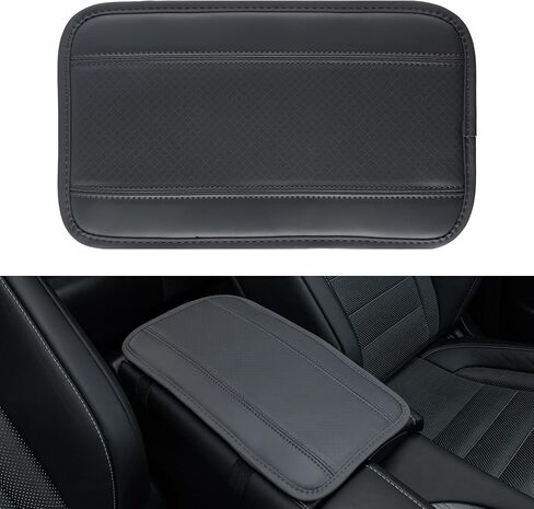 Amiss Car Center Console Pad, Universal Waterproof Car Armrest Seat Box Cover, PU Leather Auto Armrest Cover Protector，Vehicle Interior Accessories fits SUV/Truck/Car (Black-Red) in Saudi Arabia