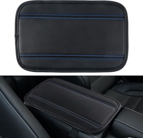 Amiss Car Center Console Pad, Universal Waterproof Car Armrest Seat Box Cover, PU Leather Auto Armrest Cover Protector，Vehicle Interior Accessories fits SUV/Truck/Car (Black-Red) in Saudi Arabia