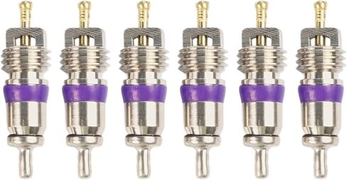 6 Pack R134a AC Valve Cores for BMW for MINI Rover for MERCEDES, Metal Purple 0.07x1.04 Inch, Air Conditioner Service Port Stem in Saudi Arabia