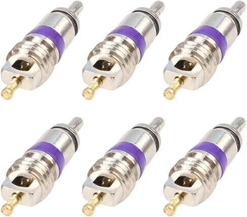 6 Pack R134a AC Valve Cores for BMW for MINI Rover for MERCEDES, Metal Purple 0.07x1.04 Inch, Air Conditioner Service Port Stem in Saudi Arabia