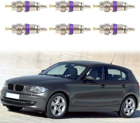 6 Pack R134a AC Valve Cores for BMW for MINI Rover for MERCEDES, Metal Purple 0.07x1.04 Inch, Air Conditioner Service Port Stem in Saudi Arabia