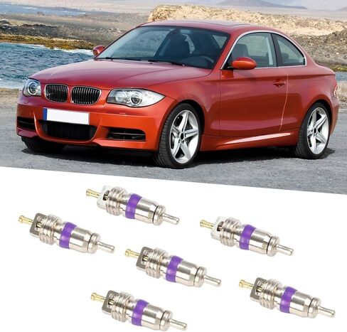 6 Pack R134a AC Valve Cores for BMW for MINI Rover for MERCEDES, Metal Purple 0.07x1.04 Inch, Air Conditioner Service Port Stem in Saudi Arabia
