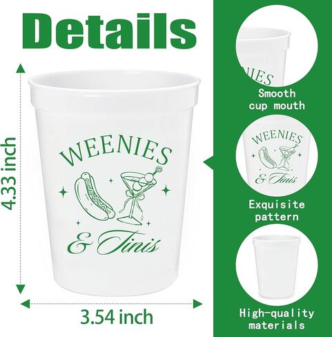 12PCS Weenies and Tinis Cups 16oz Bachelorette Party Plastic Cups Martini Hot Dog Party Decorations Supplies in Saudi Arabia