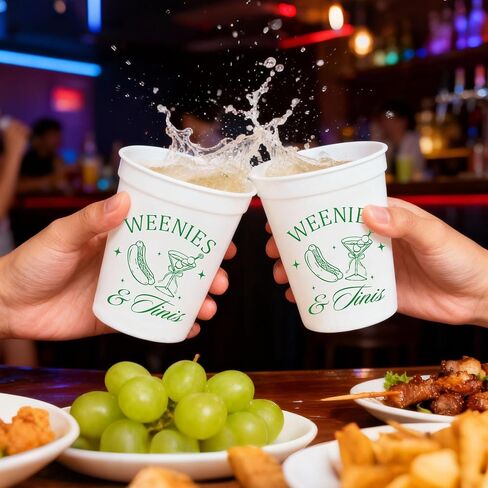 12PCS Weenies and Tinis Cups 16oz Bachelorette Party Plastic Cups Martini Hot Dog Party Decorations Supplies in Saudi Arabia