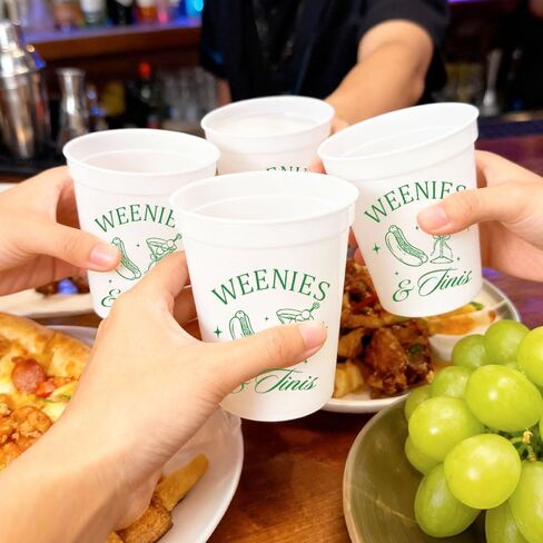 12PCS Weenies and Tinis Cups 16oz Bachelorette Party Plastic Cups Martini Hot Dog Party Decorations Supplies in Saudi Arabia