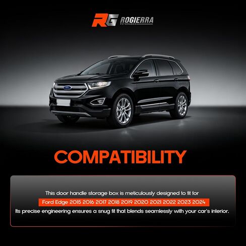 لـ Ford Edge 2015-2024 صندوق تخزين للباب الأمامي، صينية تنظيم جانبية للباب، مقبض داخلي، جيوب للباب، حاوية للهاتف، منظم مسند الذراع لملحقات Ford Edge (عبوتان)، أسود in Saudi Arabia